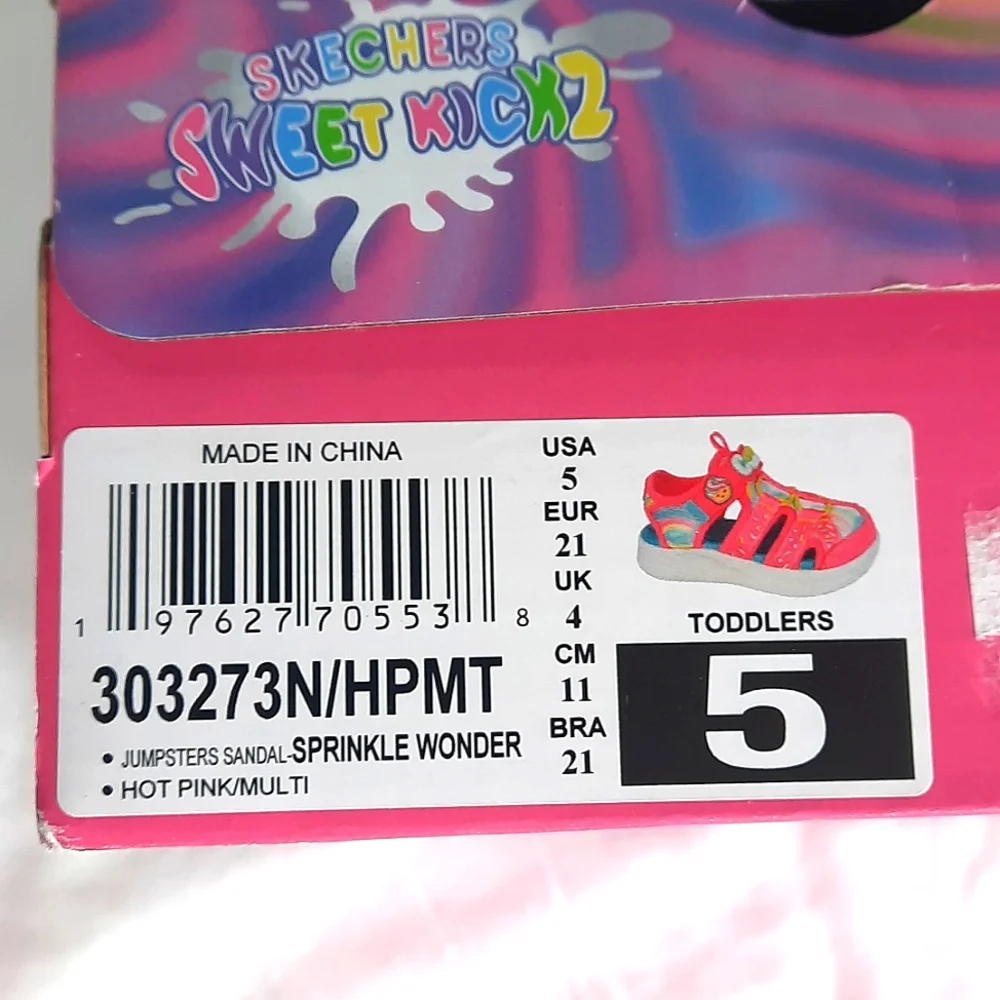 Skechers Sweet Kicks Jumpster  Scented Toddler Sandals Size 5 Pink Rainbow